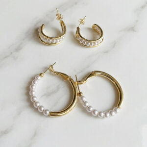 Aretes Argolla con Perlas en Oro - AREL-ORO10K-3001